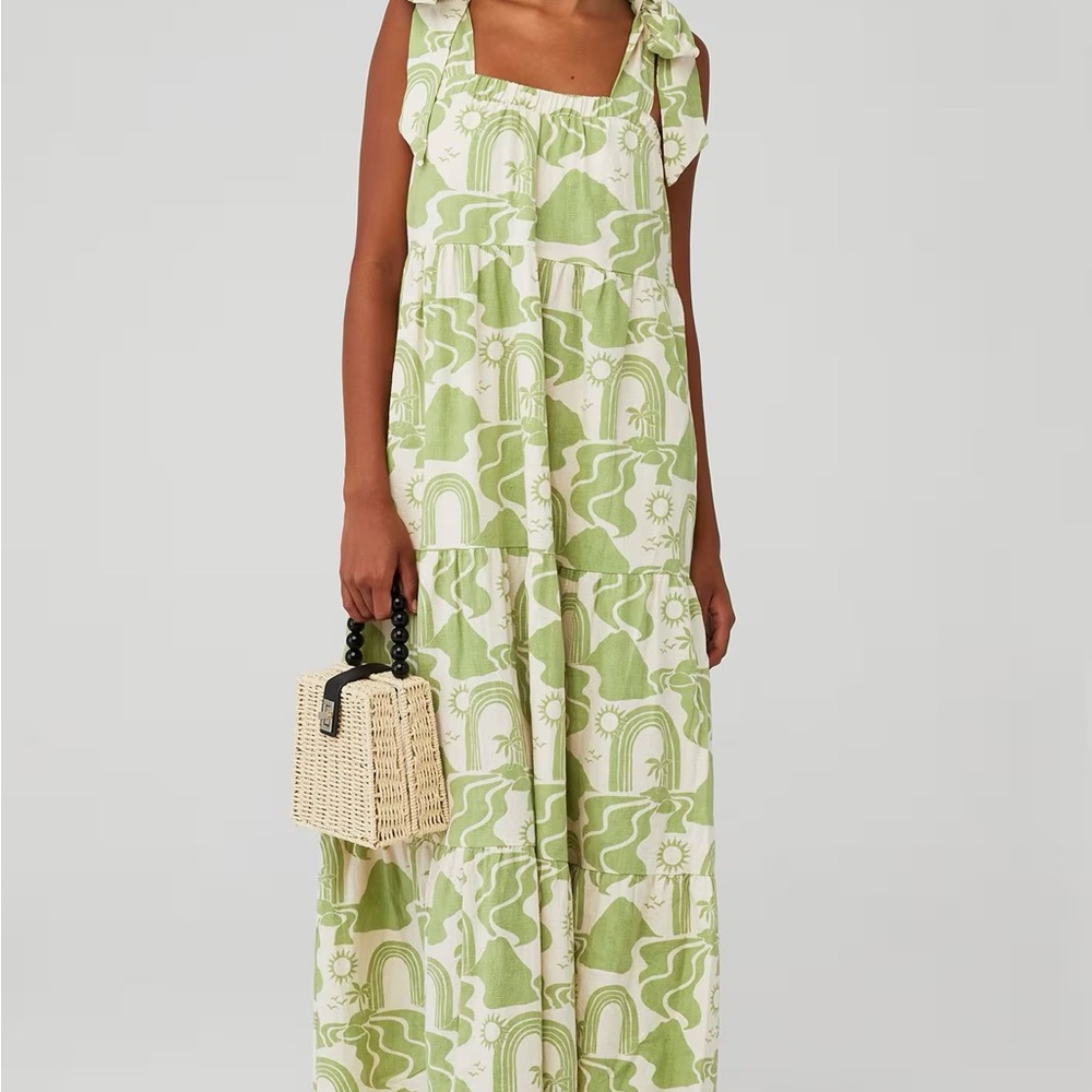 Show Me Your MuMu Green and White Maxi Dress